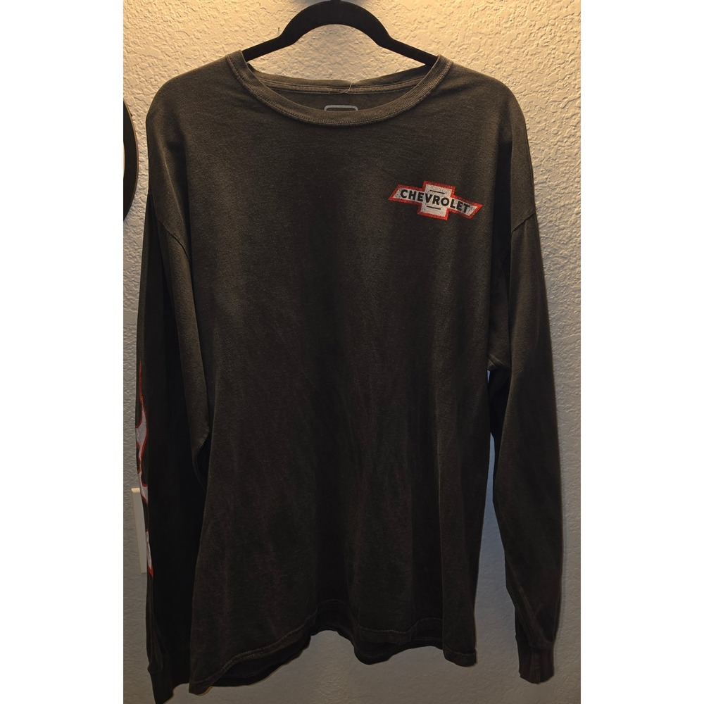 Chevrolet Racing Long Sleeve Shirt Mens Large Black Flame GM Licensed New W/Tag